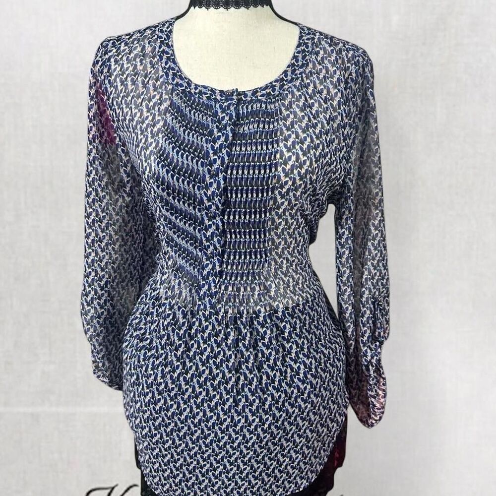 Gothic Fairycore Mesh Patterned 3/4 Sleeve Blouse